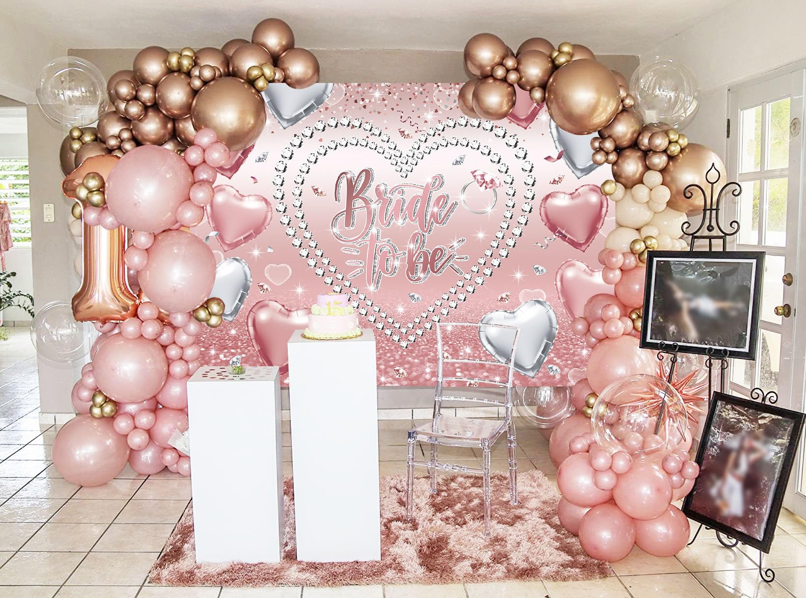 Engagement Party Photo Backdrops Special You Bride To Be Decoration Set  With White \u0026 Rosegold Balloons- 59 Pcs, Bachelorette Party Decorations For  Bride, Bridal Shower Decorations Telón De Fondo Para Boda, image size:1641x1218