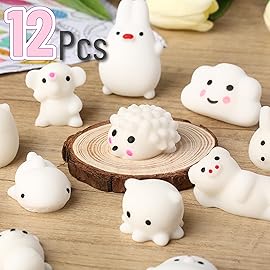 Mr. Pen Squishy Toys for Kids, 12 Pack, Animal, White, 3+ Years