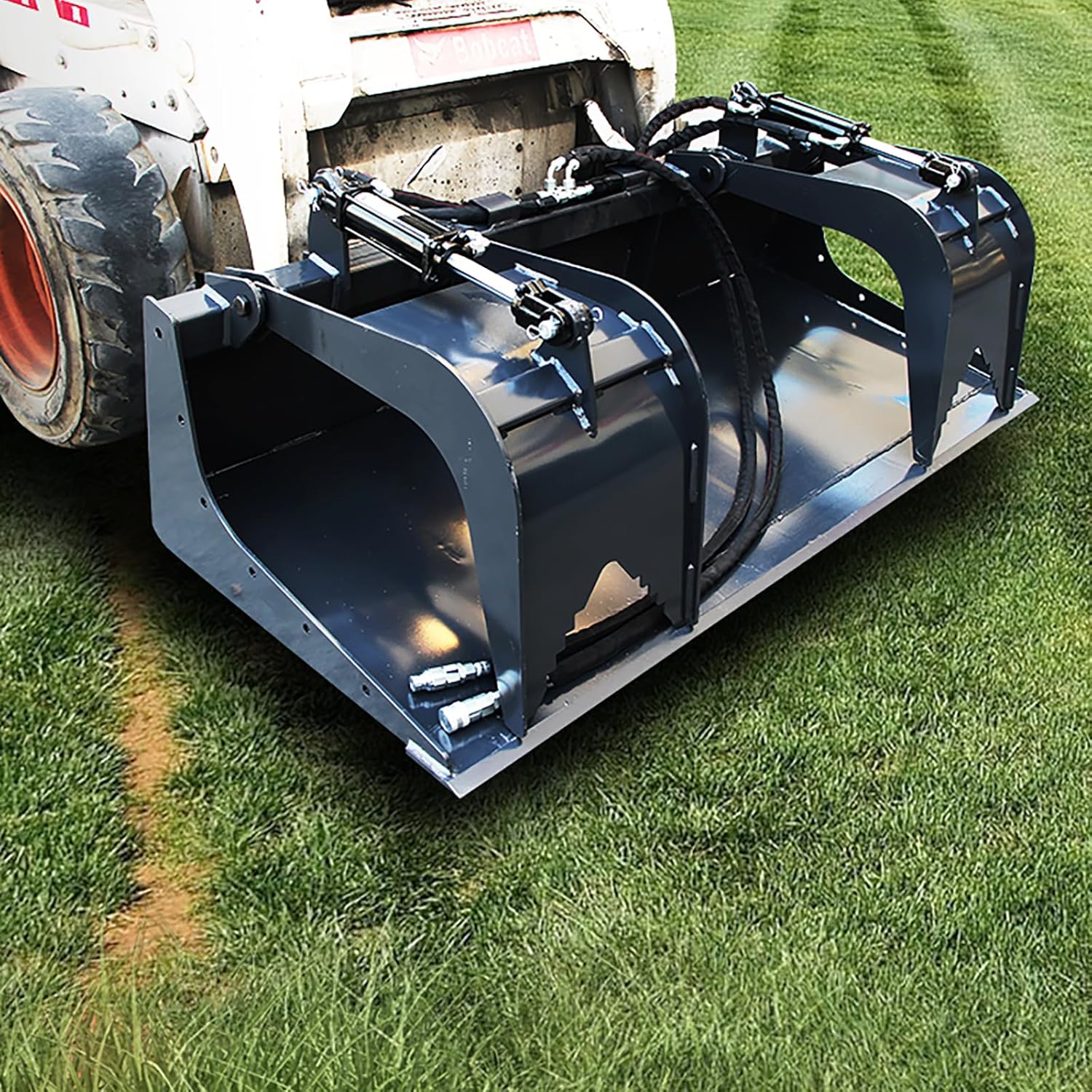 Hydraulic Grapple, 72" Wide fit Skid Steer Attachment for Loader Quick Tach Hydraulic Adjustable, Double Hydraulic cylinders