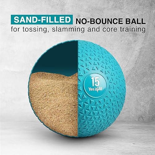 Miniatura 60 de Yes4All Slam Balls, 10-40lb Weighted Ball Weight, Durable PVC Sand Filled Workout Dynamic Slam Ball for Core Strengthen Dinámico,Negro -,Azul,Bestia
