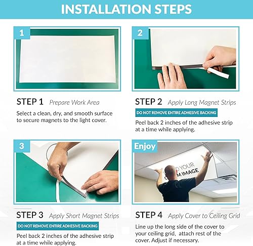 Miniatura 2 de Cubierta magnética para luz fluorescente de techo para aulas 2x4 - Filtro de luz de oficina magnético de alta resolución (Paquete de 1) - Mejora el