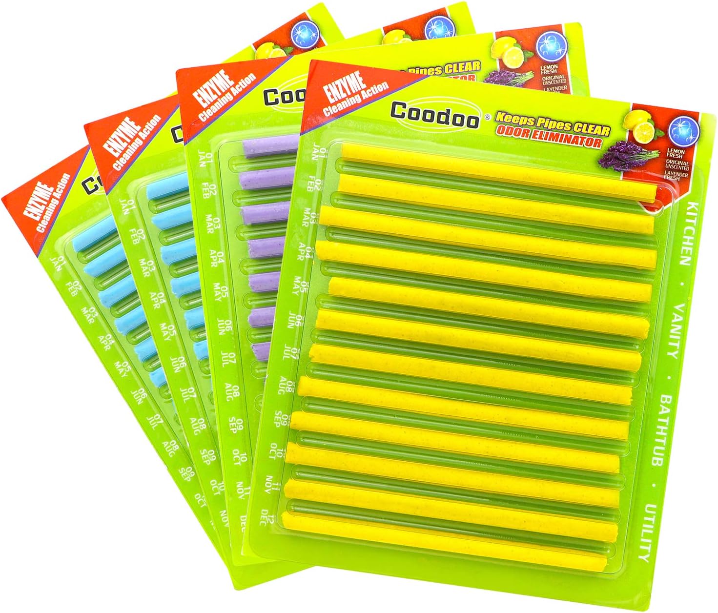 48PCS Drain Cleaner Sticks Sink Deodorizer Clog Remover Organic Enzyme Drain Cleaner Tank Safe Prevent Expensive Sewage Backups for Kitchen Bathroom Toilet Showers