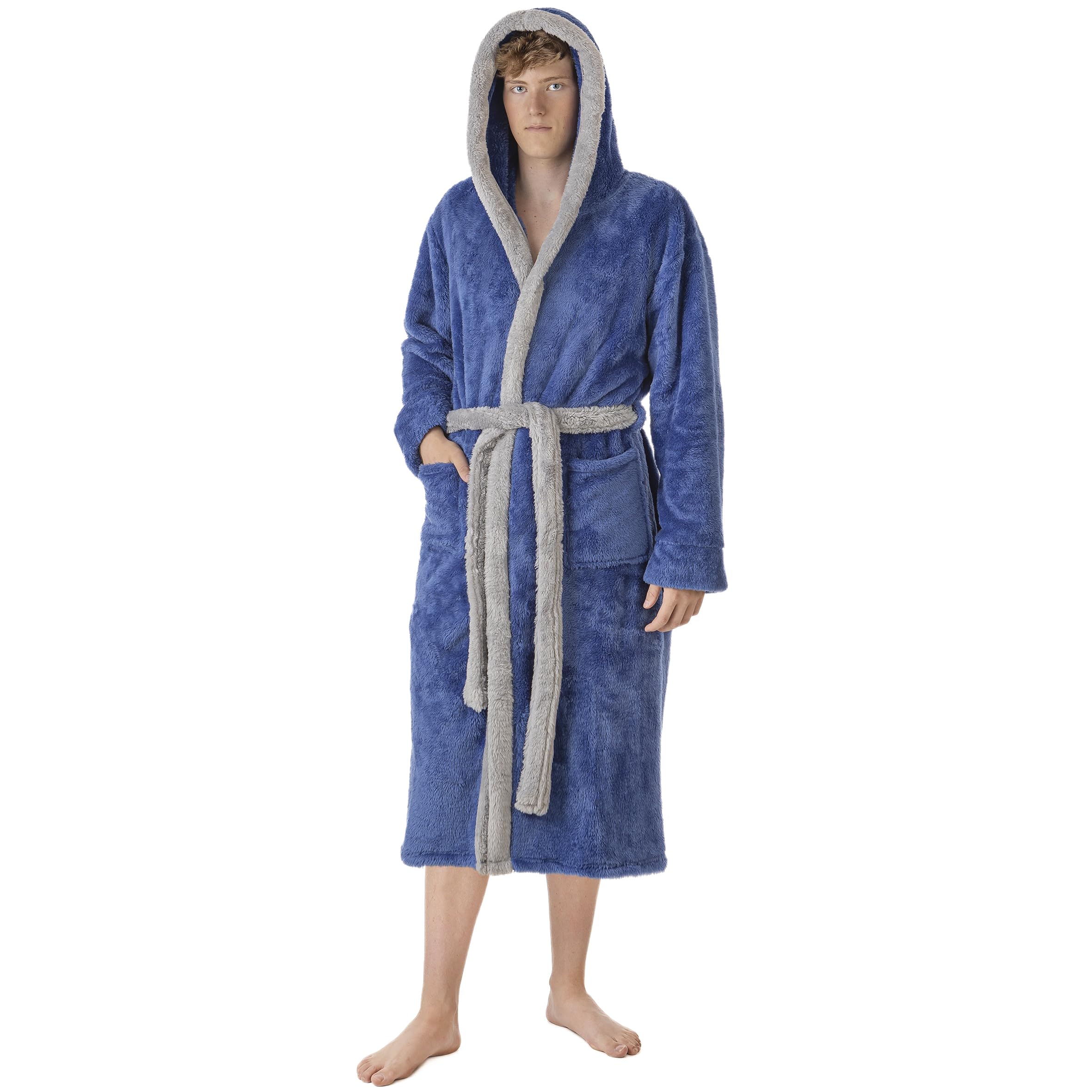 LEBENGOOD Vestaglia Uomo Inverno - Accappatoio Uomo - Morbido, Accogliente - Tasche - Cintura Regolabile- 100% Microfibra Oeko-Tex®