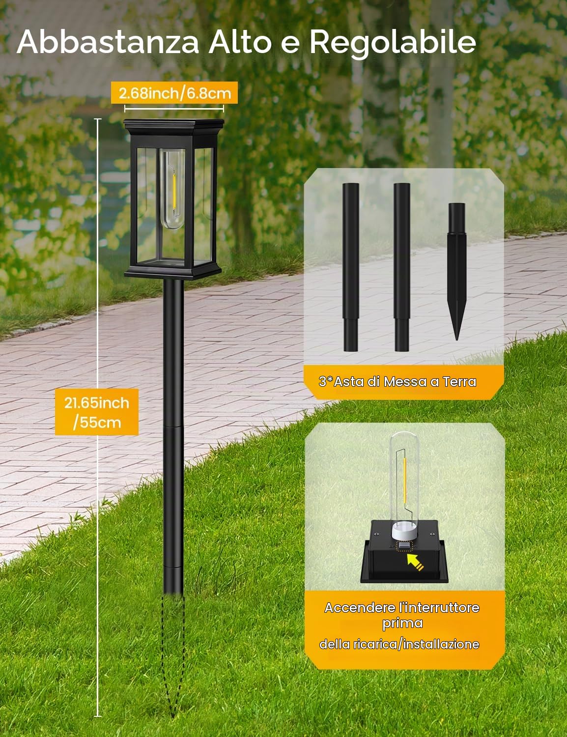 Lampade solari per esterni, giardino, luce bianca calda, 4 pezzi