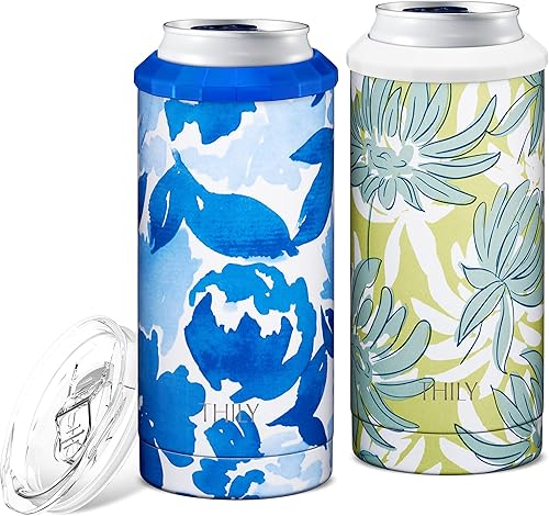 THILY Skinny - Enfriador de latas para cerveza delgada y seltzer duro, soporte de bebida aislado al vacío para latas delgadas de 12 onzas, vaso