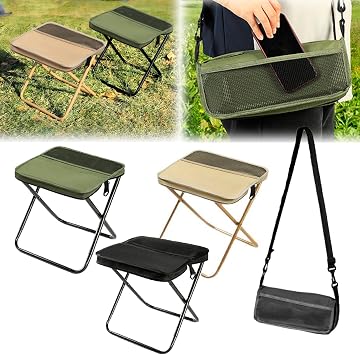 Portable Foldable Backpack Stool,Tiny Foldable Stool which can Turned Into a Satchel,Mountaineering and Hiking Portable Stools with Two Storage Pockets - Truly Free Your Hands 3 Colors Mixed, Medium