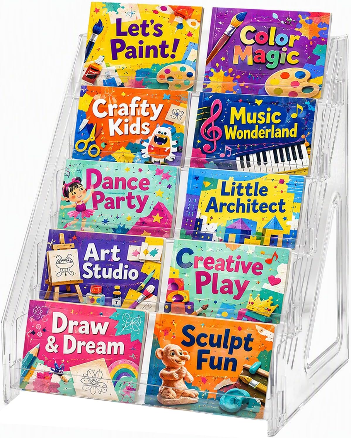 Small Kids Bookshelf, 5 Tier Tabletop Book Organizer Storage for Toddlers