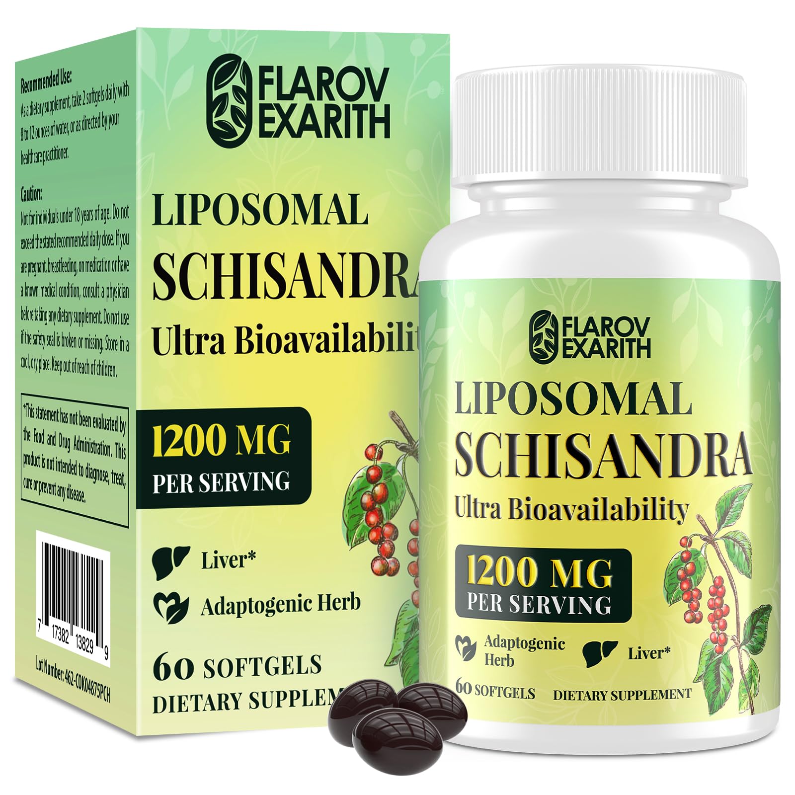 Liposomal Schisandra Berry Extract 1200mg Stress Adrenal Balance Supplement for Cortisol Calm Energy Focus Vegan Adaptogenic Formula for