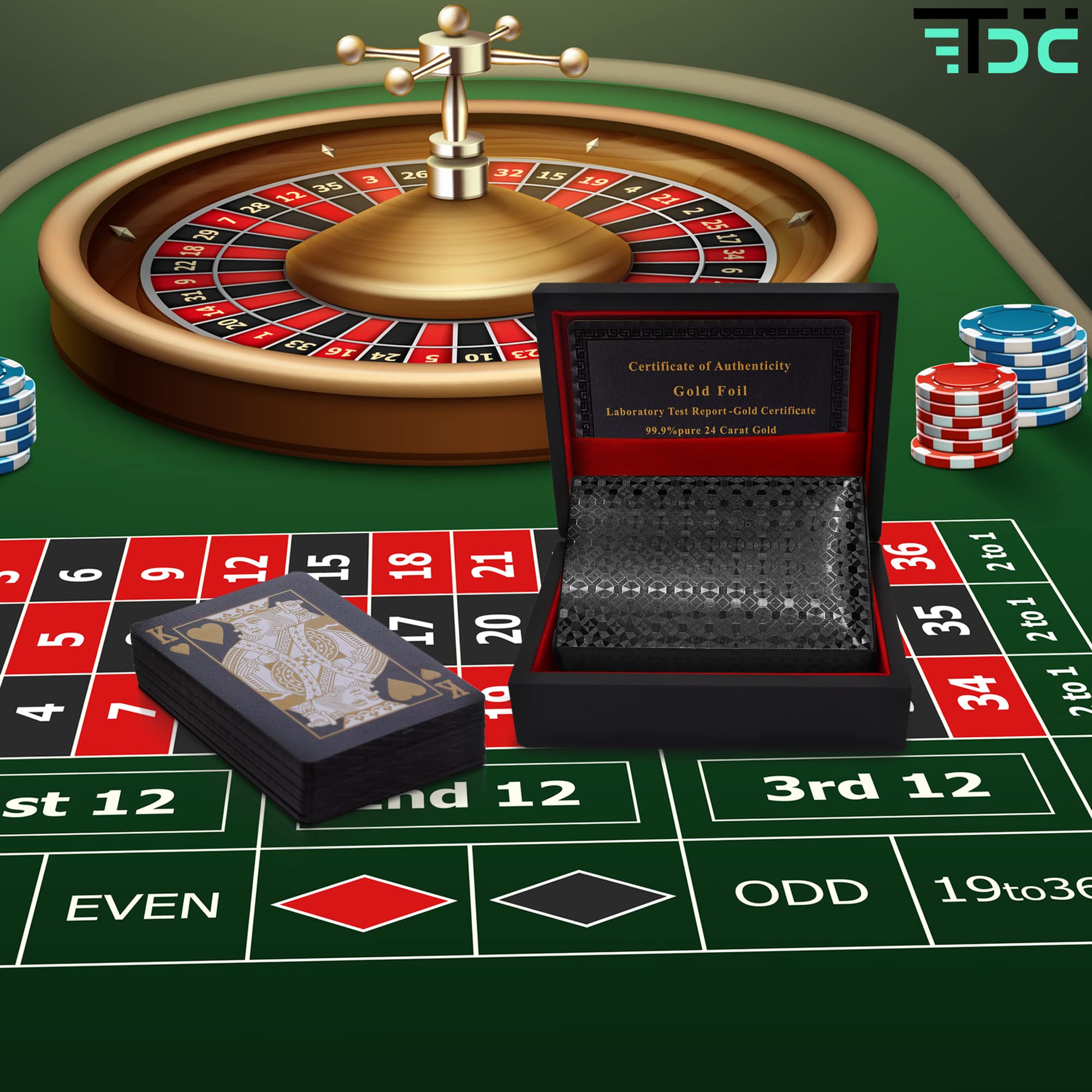 Cartas Poker. Baraja Poker Juego de Mesa con Caja Madera. Baraja de Cartas Poker Impermeable. Baraja Poker Negras (Black+Box)