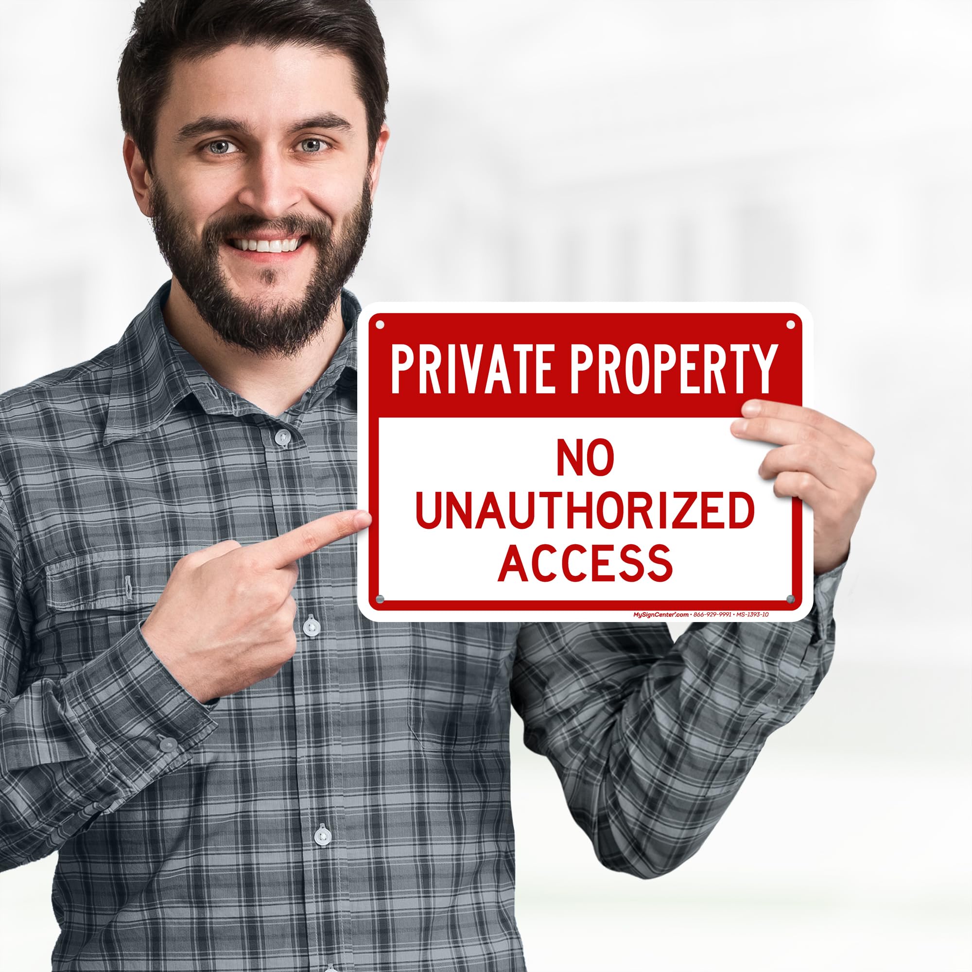 Private Property No Unauthorized Access Sign, 7x10 Inches, 55 mil thick HDPE (high density polyethylene), Made in USA by My Sign Center