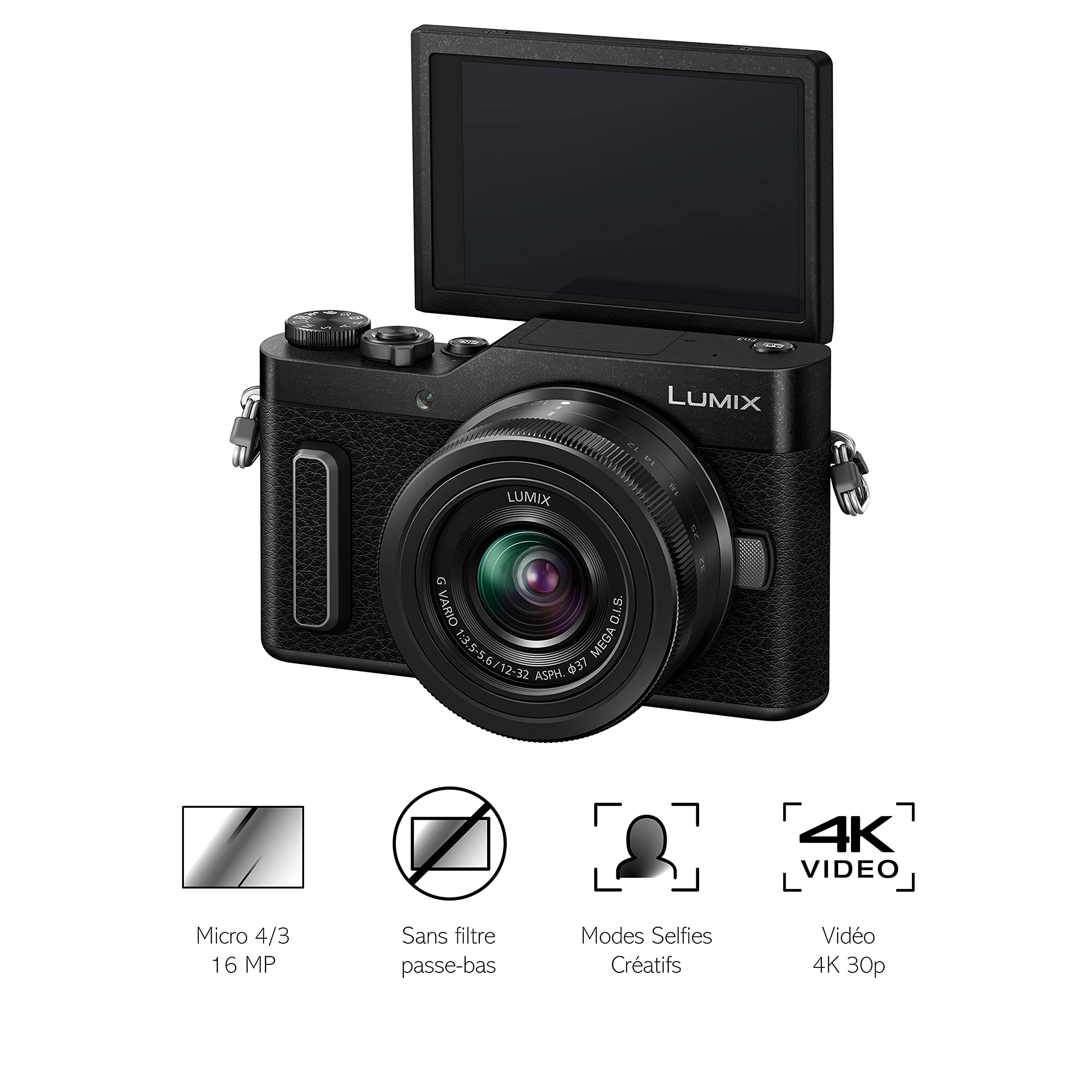 Panasonic Lumix GX880W | Appareil Photo Hybride Compact + Objectif Lumix 12- 32mm + 35-100mm (Capteur 4/3 16MP, Écran Inclin. Tact, Vidéo 4K, Modes Selfies Créatifs, WiFi) Silver – Version Française