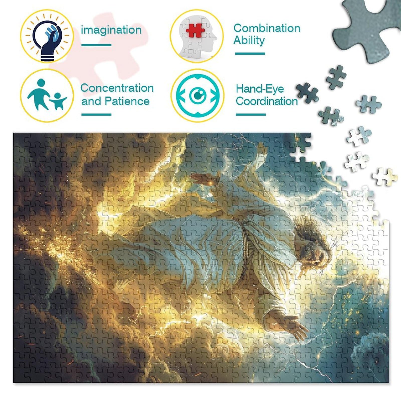 Puzzle 1000 Pezzi Jesus - Puzzle Colorato Per Adulti E Bambini 14+, Dimensioni 70x50 Cm, Regalo Ideale