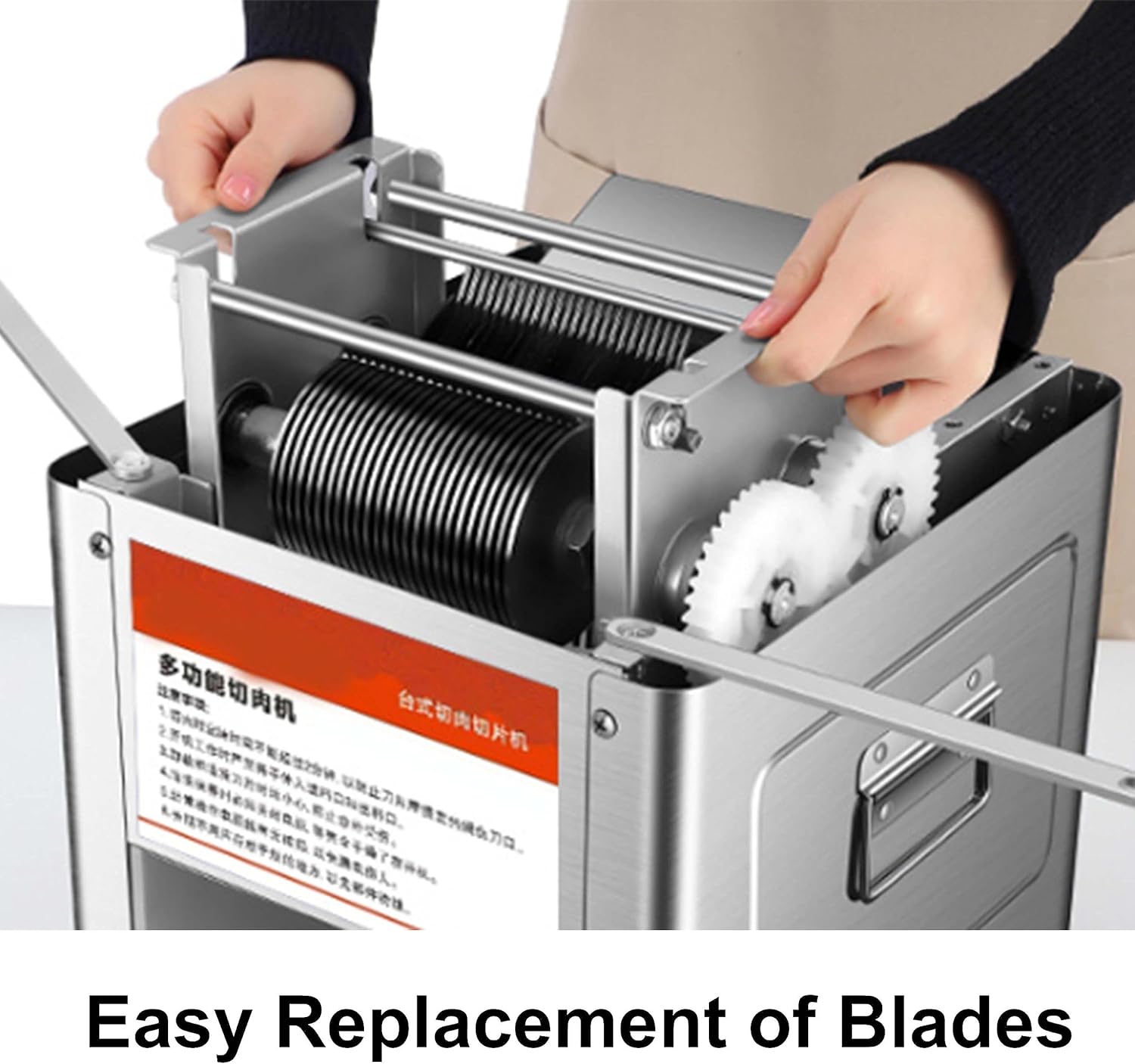 Meat Cutter, Slicer Cutting Machine, Cube Shredded Meat, 850W Home and Commercial Electric Stainless Steel Chicken Fish Beef Meat Vegetable Slicer,7mm