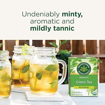 Traditional Medicinals Organic Green Tea Peppermint Herbal Tea, Alleviates Digestive Discomfort, (Pack of 1) - 16 Tea Bags