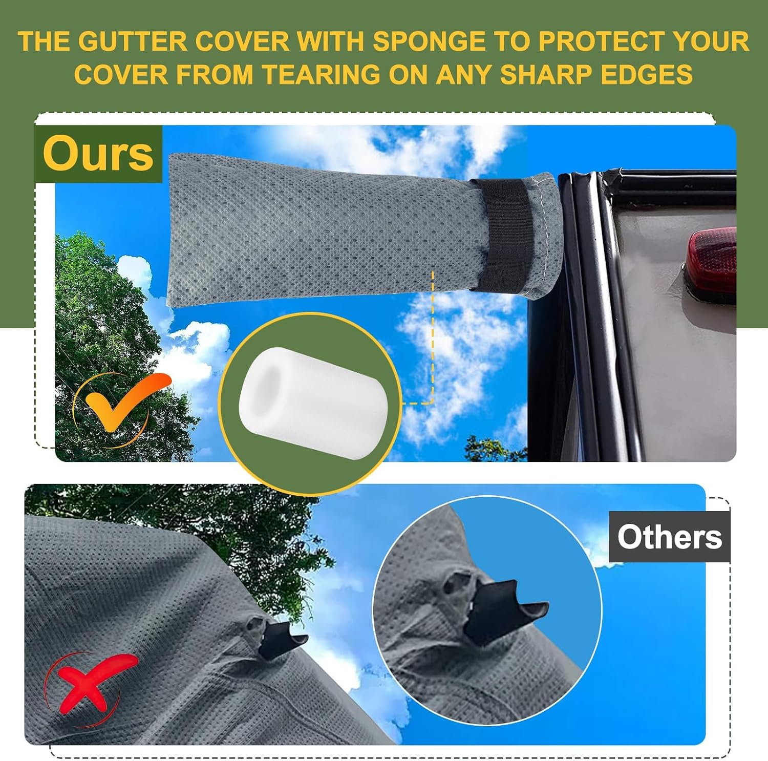 Mofeez Travel Trailer RV Covers 33-35 ft, Extra-Thick Upgraded 7 Layers Camper Cover Windproof Waterproof Rip-Stop RV Covers with Adhesive Repair Patches, 2Pcs Extra Straps & 4 Tire Covers