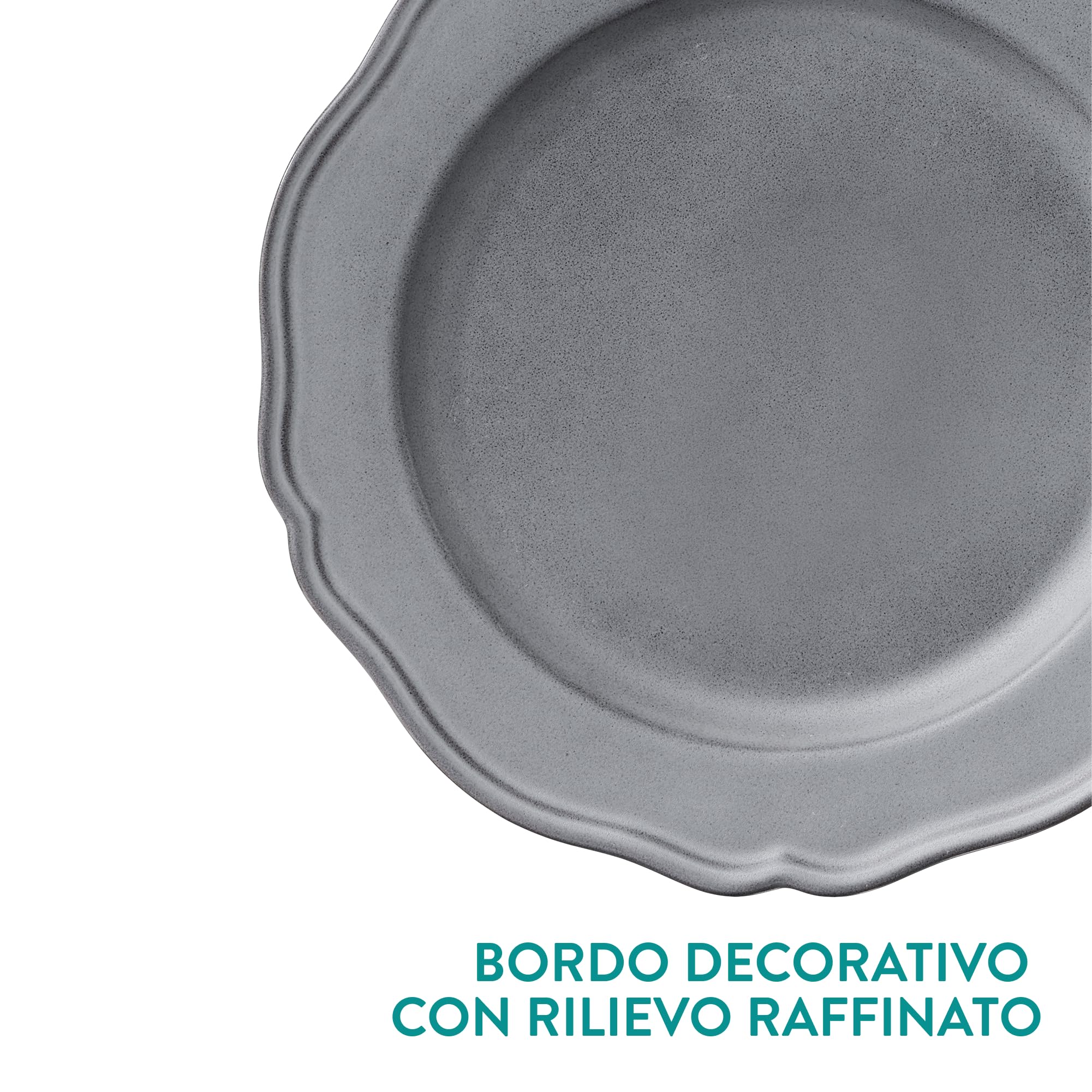 Navaris Set Piatti 18 Pezzi - Servizio Piatti Moderni di Porcellana per 6 Persone - Eleganti Decorativi e Resistenti - Adatto a Lavastoviglie e Microonde - Grigio