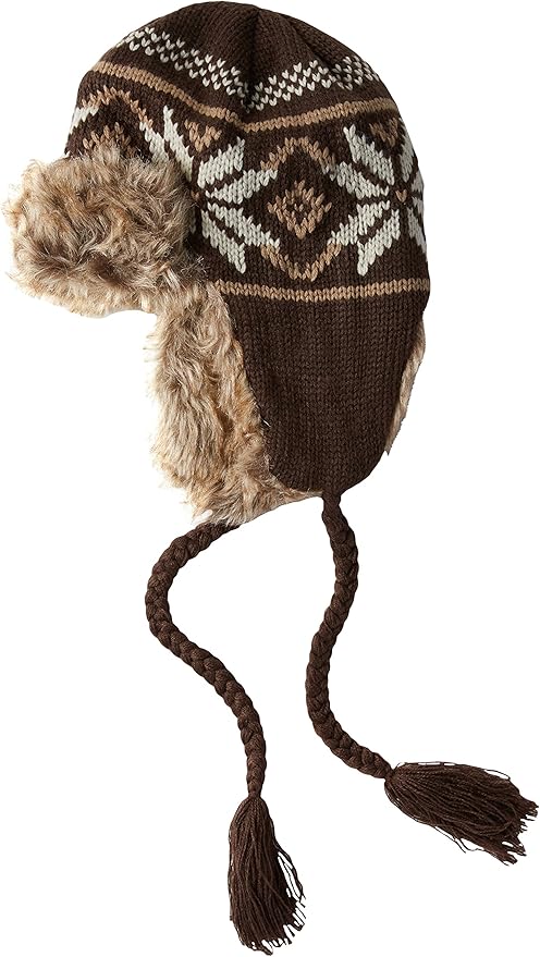 Amazon Com La Fiorentina Women S Knit Trapper Hat With Faux Fur And Tassels Black Combo One Size Clothing Shoes Jewelry