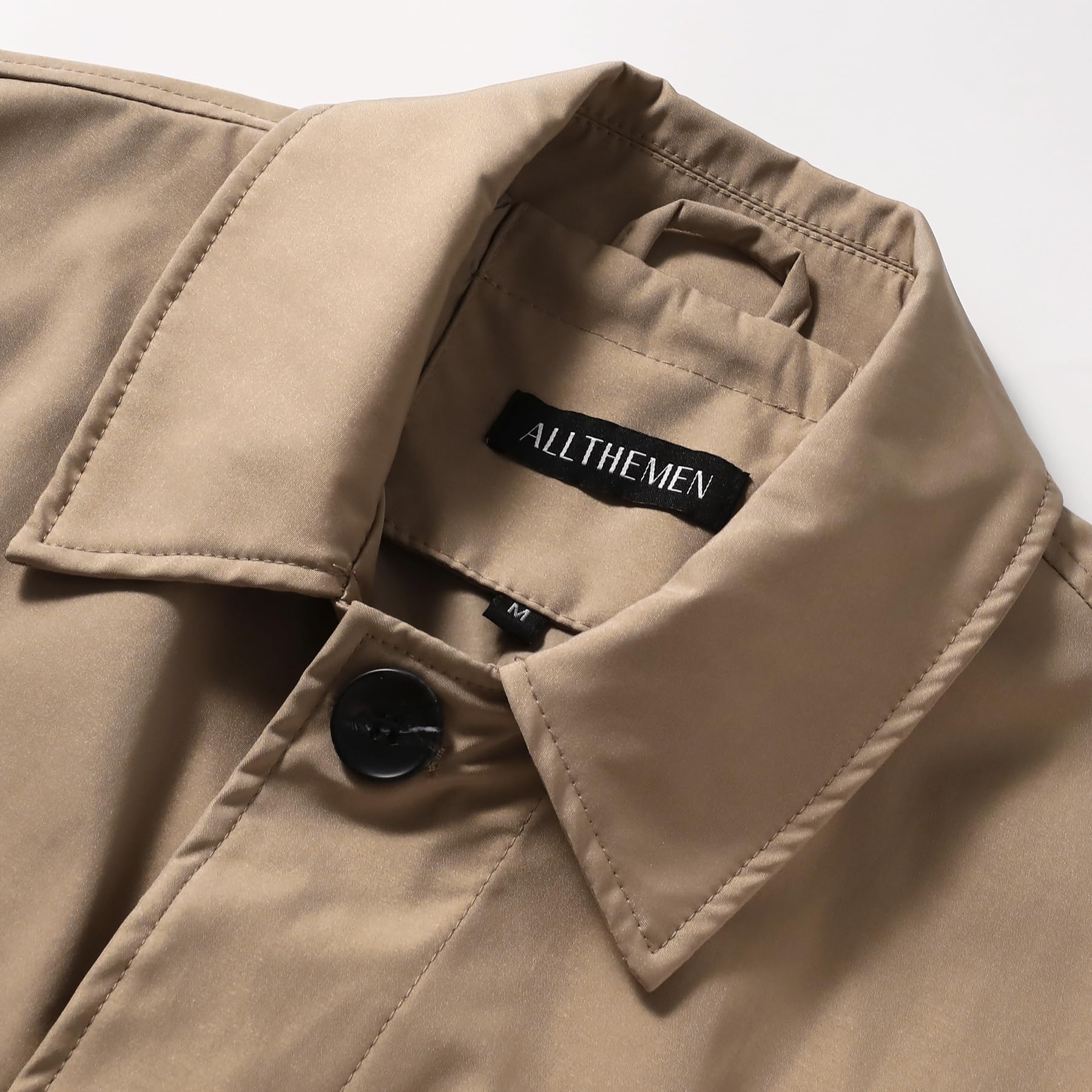 Allthemen Trench Uomo Monopetto Lungo Risvolto Cappotto Casual Antivento leggero Coat Primaverile Autunno