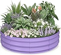 Vista 30 de Kesfitt Cama de jardín elevada, cama de jardín elevada de metal de acero galvanizado de 4 x 2 x 1 pies, diseño ovalado de fondo abierto, 12 pulgadas
