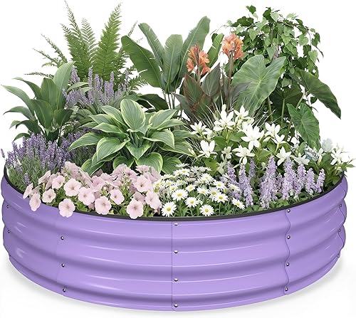 Miniatura 30 de Kesfitt Cama de jardín elevada, cama de jardín elevada de metal de acero galvanizado de 4 x 2 x 1 pies, diseño ovalado de fondo abierto, 12 pulgadas