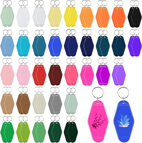AllReal 72 llaveros de motel en blanco, llavero de hotel, retro, vintage, etiquetas de equipaje de plástico, rombos coloridos, etiquetas para llaves