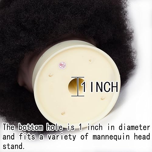 Miniatura 7 de Cabeza de maniquí afro macho de 6 pulgadas con barba, 100% cabello humano rizado, tipo 4A, para peluquería, cabeza de entrenamiento, cosmetología,