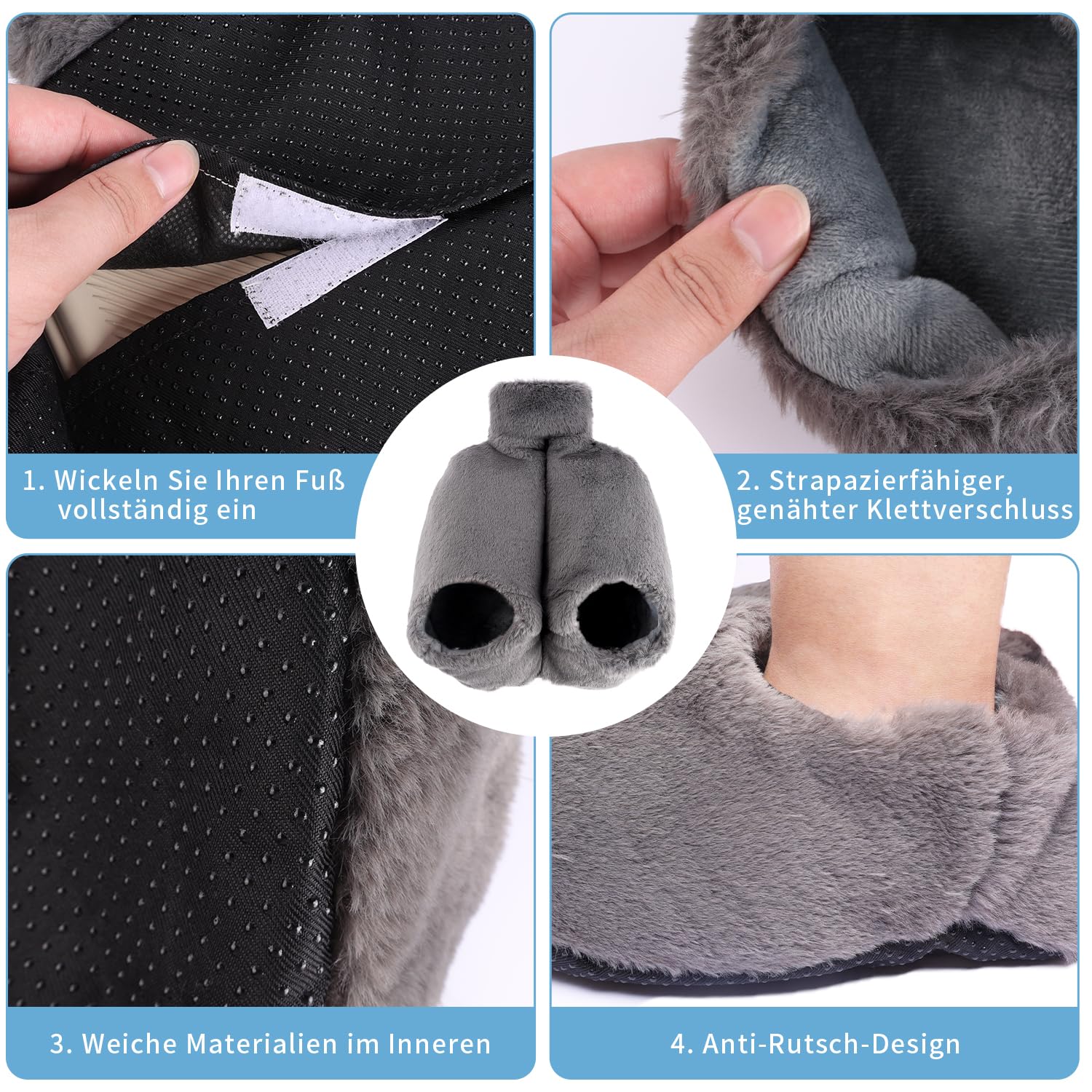 Fußwärmer Wärmflasche füße, 2 In 1 Fusswärmer Erwachsene Ohne Strom, 2L Wärmeflasche Füsse zur Schmerzlinderung, Fußwärmflasche für Hause, Büro Und Outdoor, Ideale Geschenke für Frau und Eltern