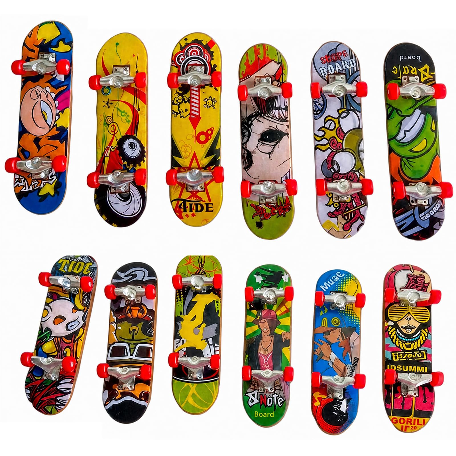 Kuwuarg 12 Pcs Finger Skateboards, Mini Skateboard Set