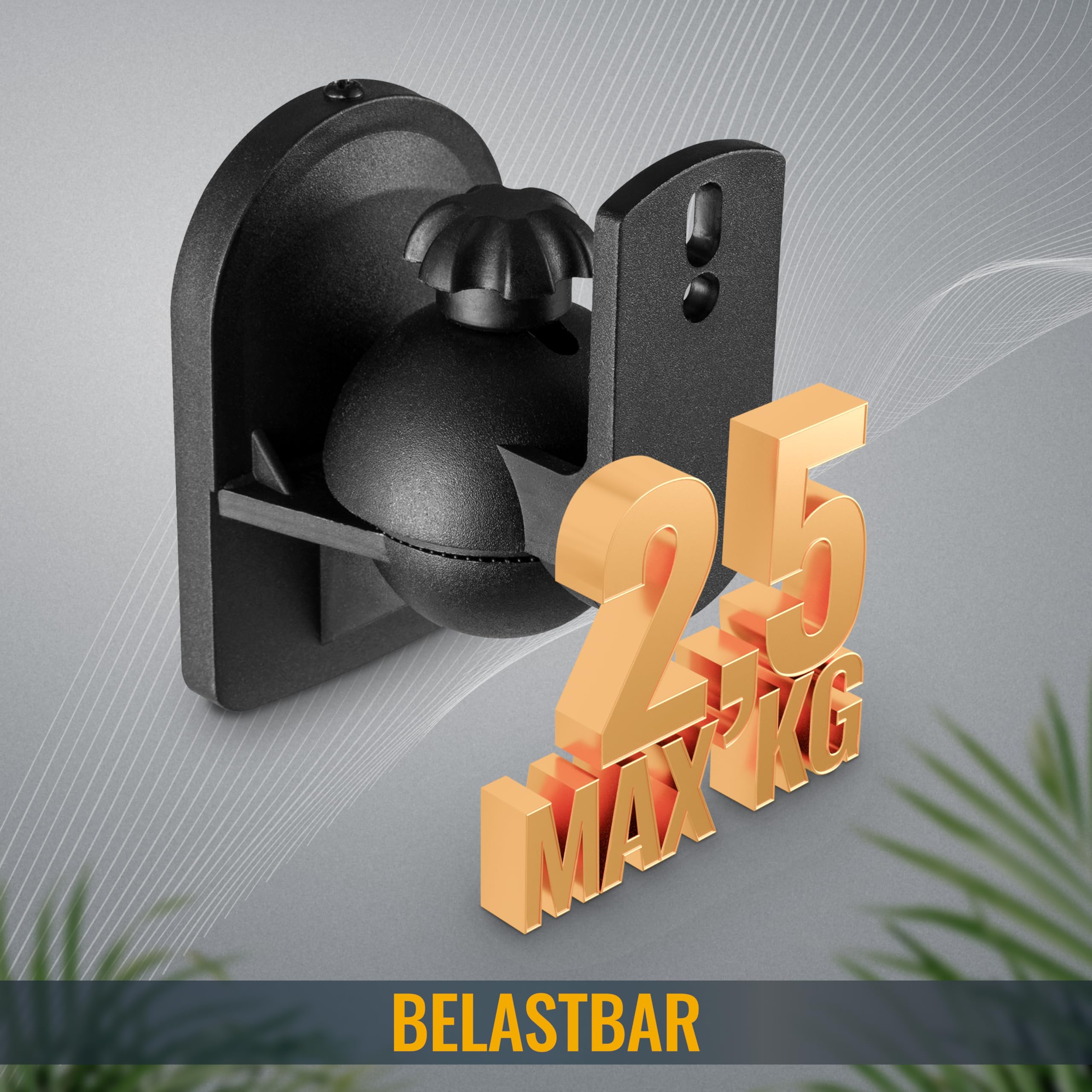 RICOO Supporti Universali per Casse LH028-B Altoparlanti da Parete Orientabile 50x87x64mm Set di 2 Nero