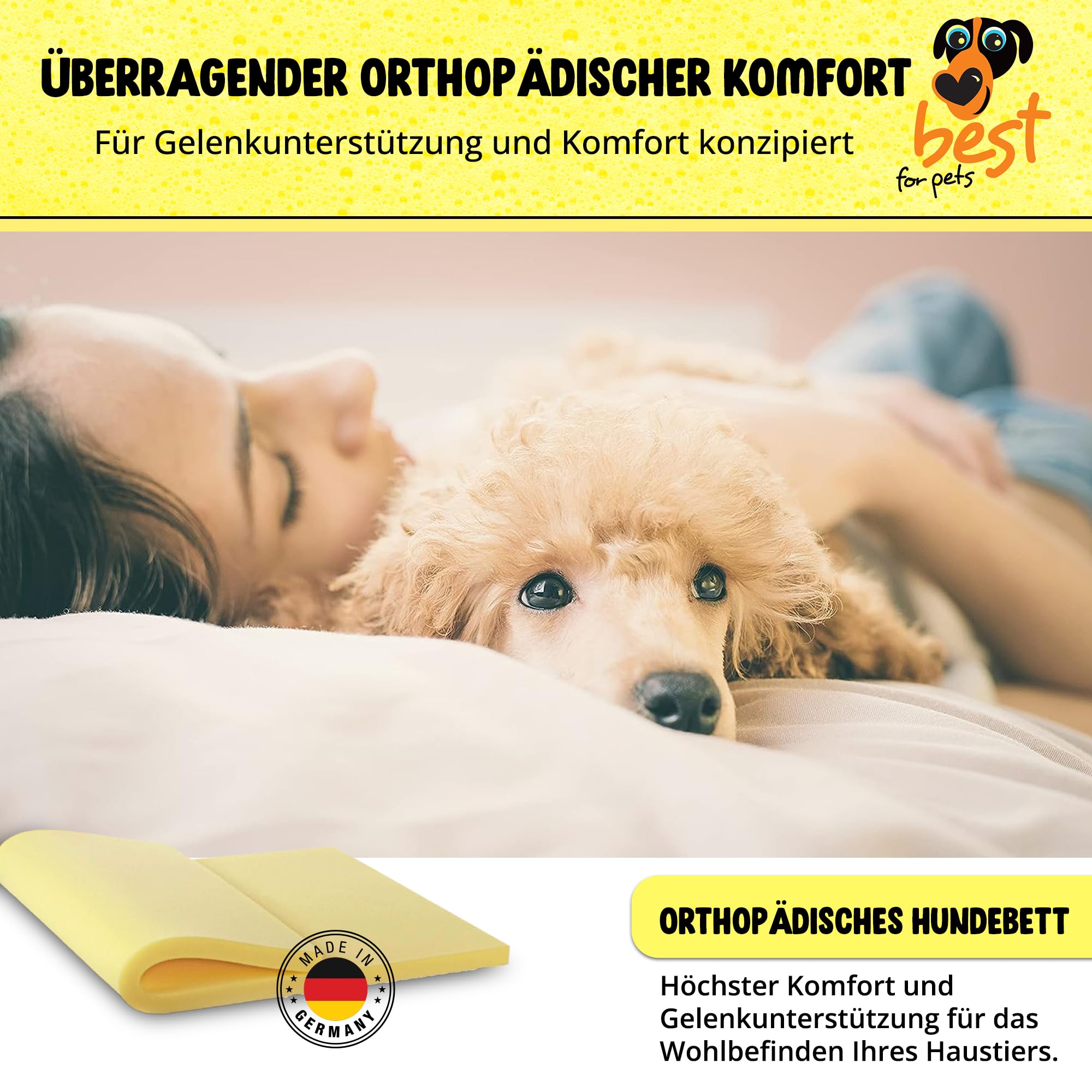 Best for Pets, cuccia ortopedica per cani, lavabile, viscoelastica, cuscino ortopedico per cani, materasso in memory foam, ortopedico, pieghevole (75 x 115 x 4)
