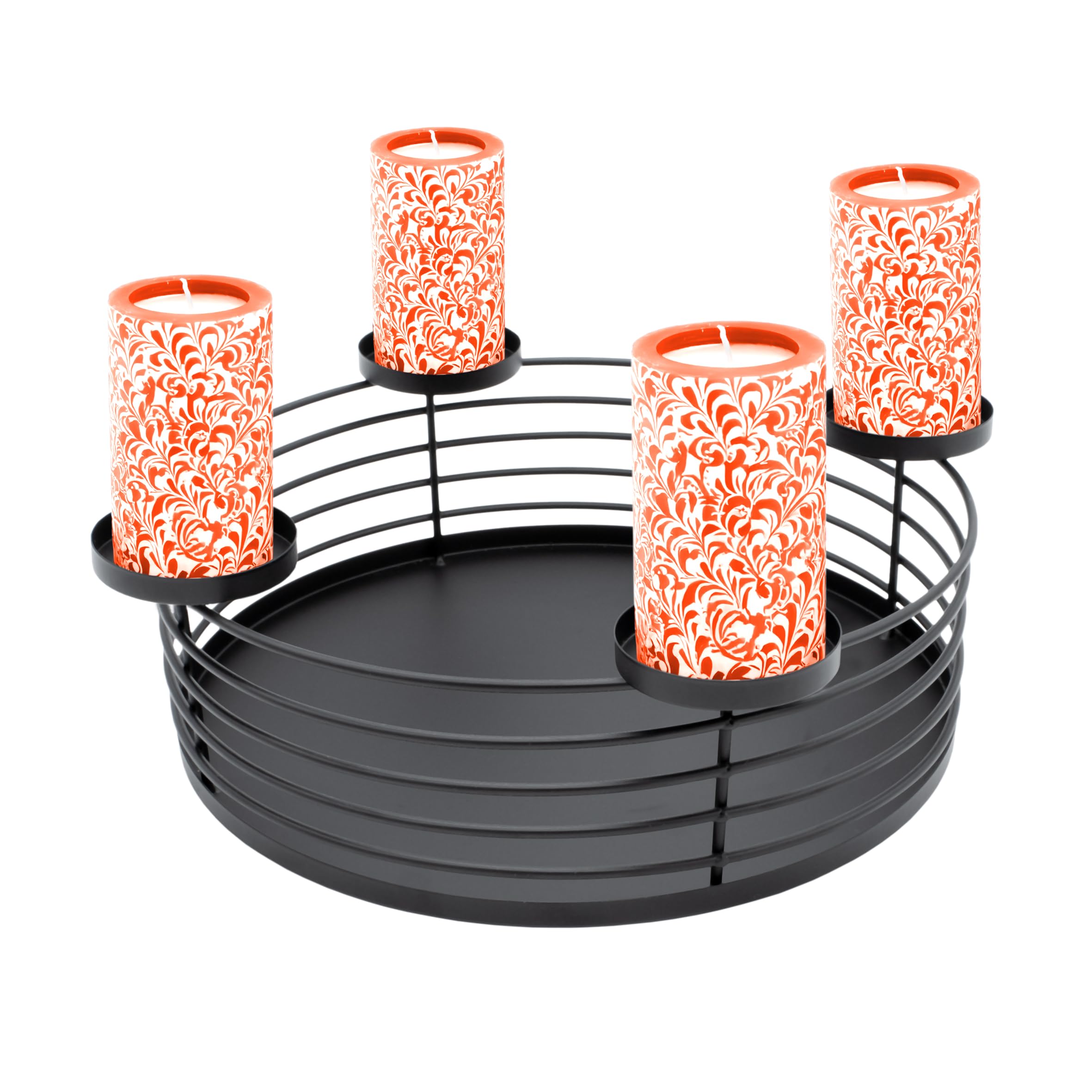 Couronne De L'Avent Métal Noir 34 Cm – Avec 4 Porte-bougies Et Panier à Décorer – Décoration Noël - 12