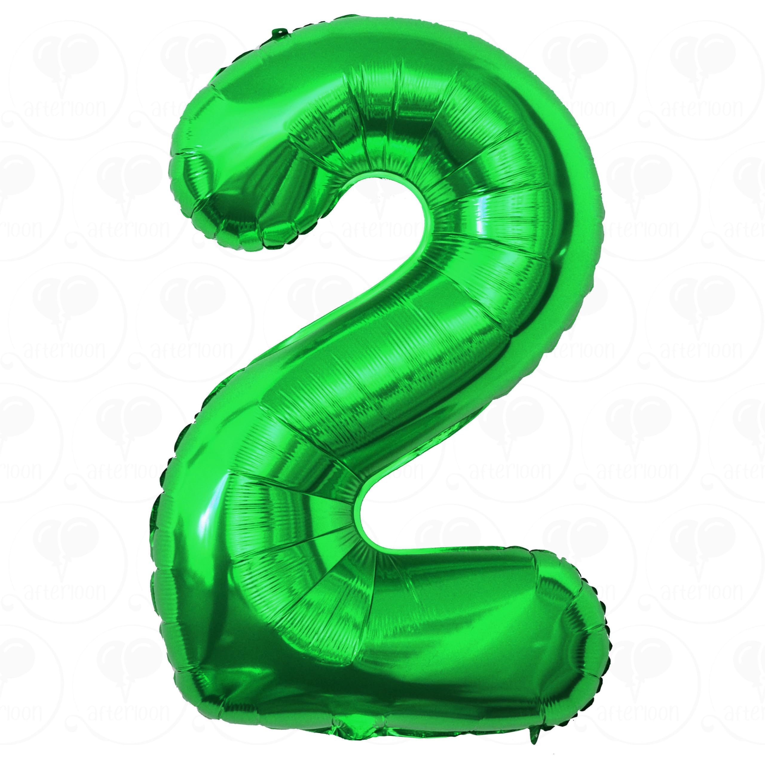 AFTERLOON 40 Inch Giant Jumbo Helium Foil Chrome Glossy Green Mylar Number 2 Balloons for Party Decorations – Premium Quality, Durable & Reusable – Special Number or Date – Graduation, Birthday,