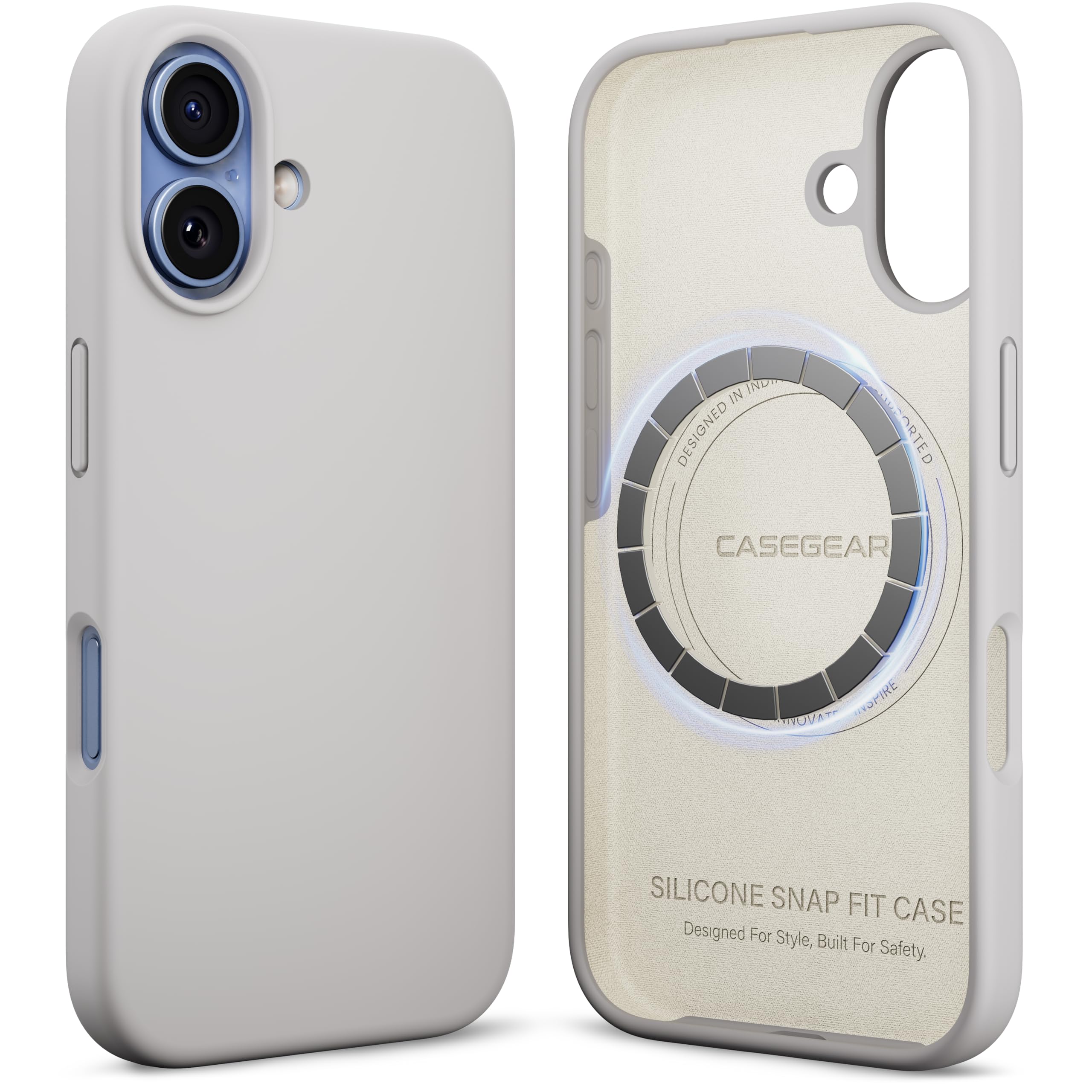 CASEGEAR Silicone Snap Fit Back Cover Case Compatible with iPhone 17 | 8 Feet Drop Protection | Compatible with MagSafe | 360° Protection | Shockproof & Scratch Resistant | Stone-image-38