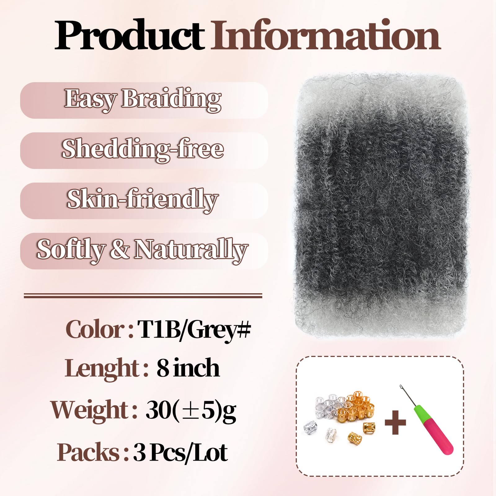 XIIMENALU Afro Kinky Curly Braiding Bulk Hair For Mini Twists Afro Kinkys Bulk Synthetic Cuban Twist Hair Soft Locs Micro Spring Twist For Dreadlocks Loc Repair (Tgery - Image 2