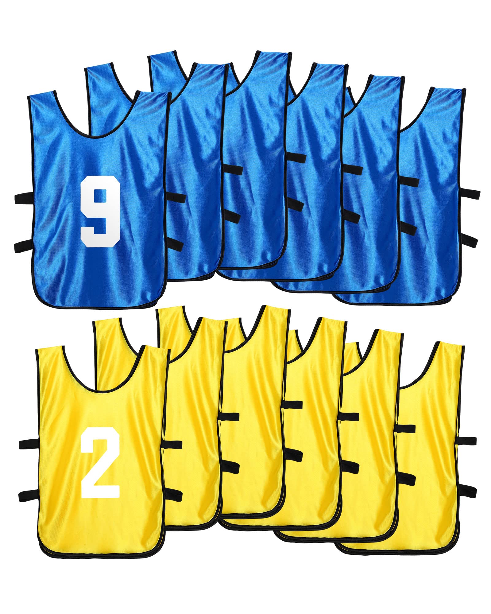 24 Pieces Nylon Scrimmage Team Pinnies Practice Jerseys Training Sports Vests with 48 Pieces Iron on Numbers-image-35