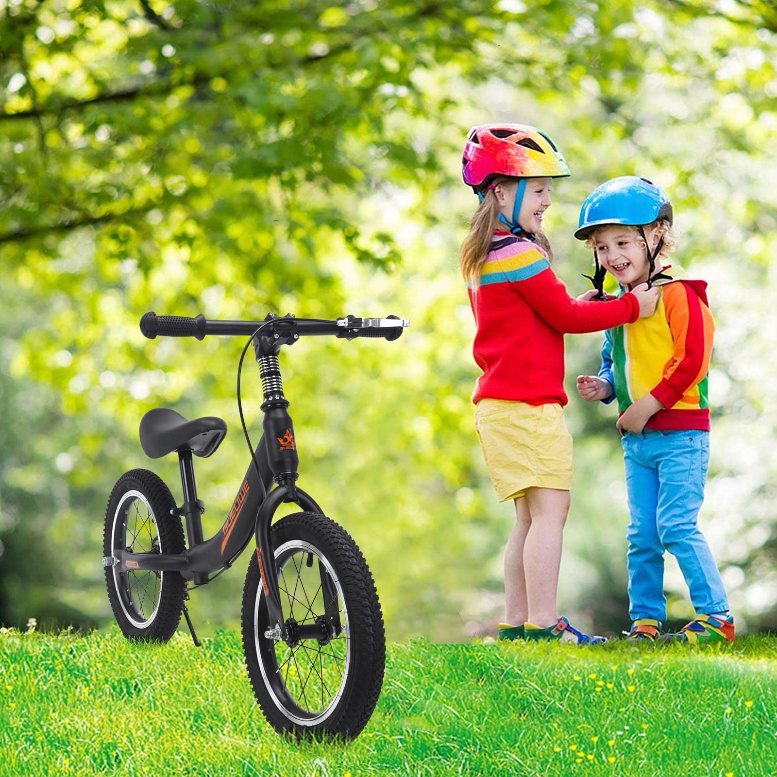 GASLIKE Draisienne Pour Enfants De 2, 3, 4, 5, 6 Ans, 14 Pouces, Avec Frein, Siège Réglable, Vélo D'entraînement Sans Pédales Pour Débutants, Garçons Et Filles, Stable Et Sûr, Rose