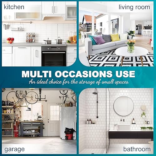 Miniatura 5 de Estantería de alambre de 6 niveles de altura ajustable de metal para despensa, cocina, baño, lavandería, garaje, armario, 17.1 pulgadas de largo x