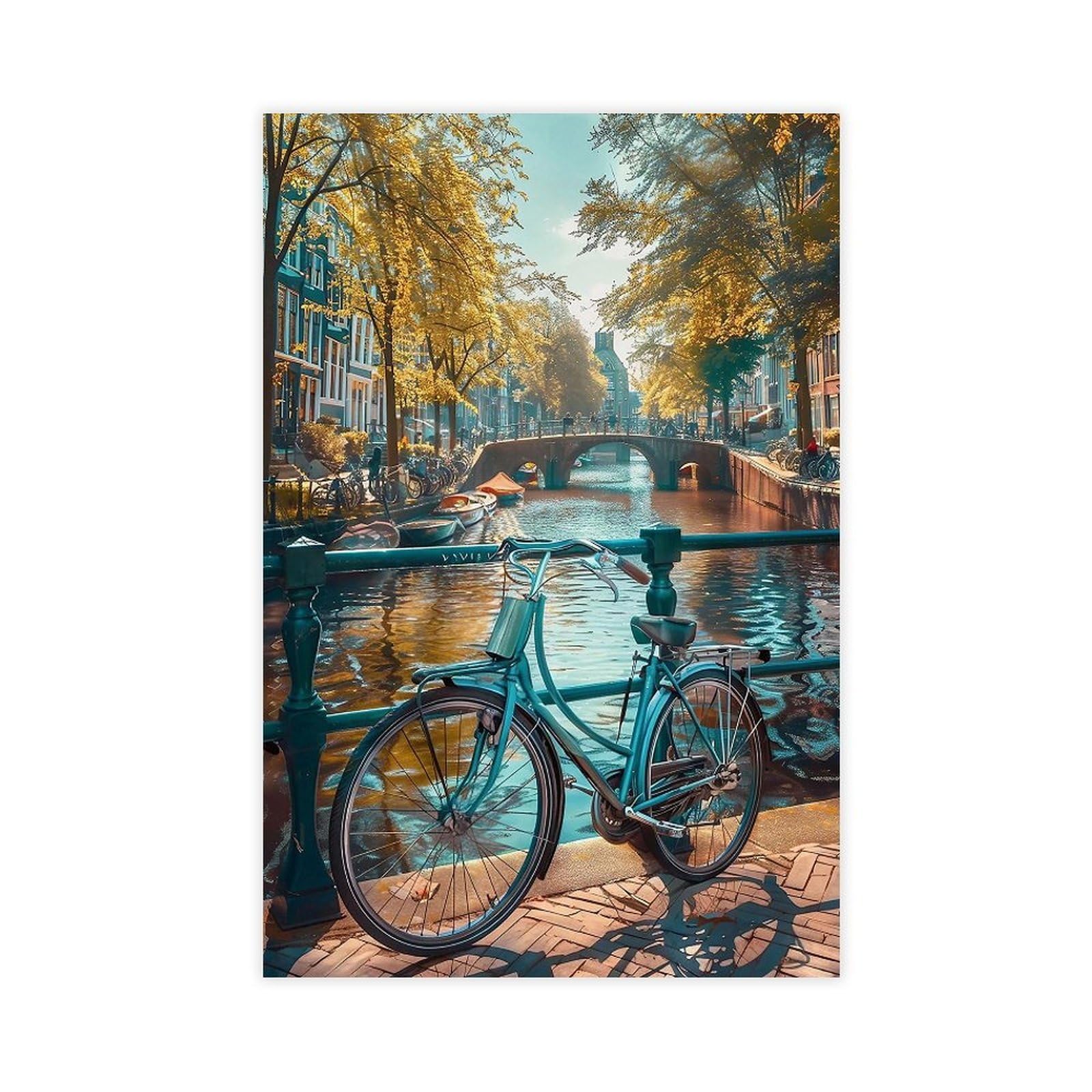 Bareronor Amsterdam Ship Canal Canvas Poster Bedroom Decor Landscape Office Room Decor Gift 12" L X 18" W
