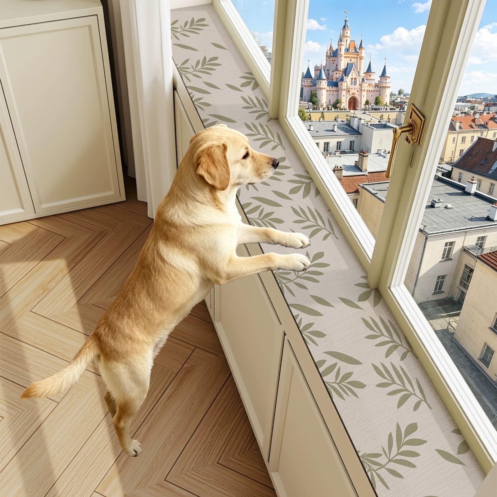 Vibeo Non Skid Window Sill Mat for Dogs/Cats/Plants, Diatomaceous Narrow Window Sill Protector Cover, 4 6 8 10 12 in Minimalist Window Ledge Cushion Pad(Style D,24x12in(61x30cm))