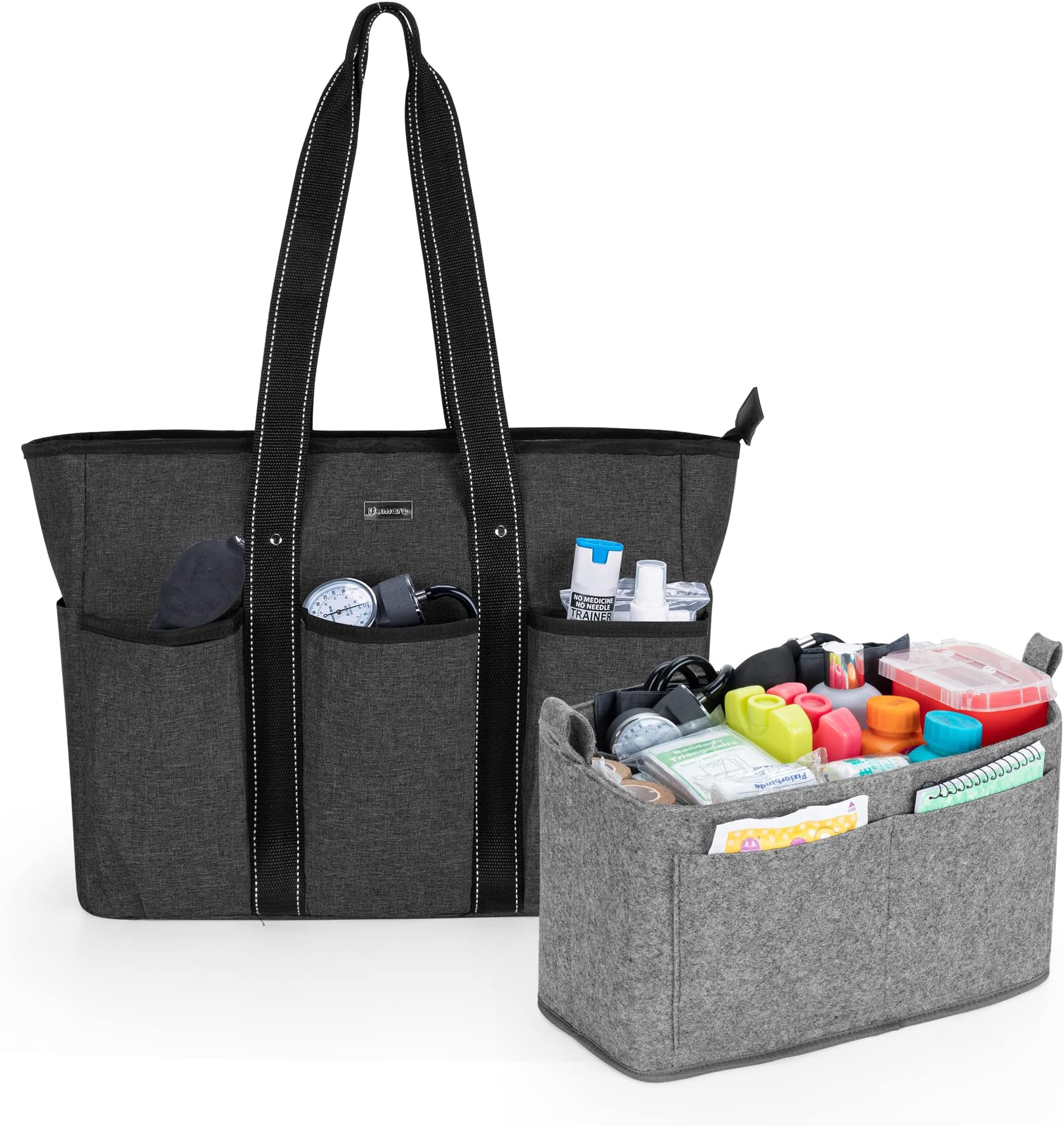 Damero Nurse Tote Bags with Organizer Insert Bag