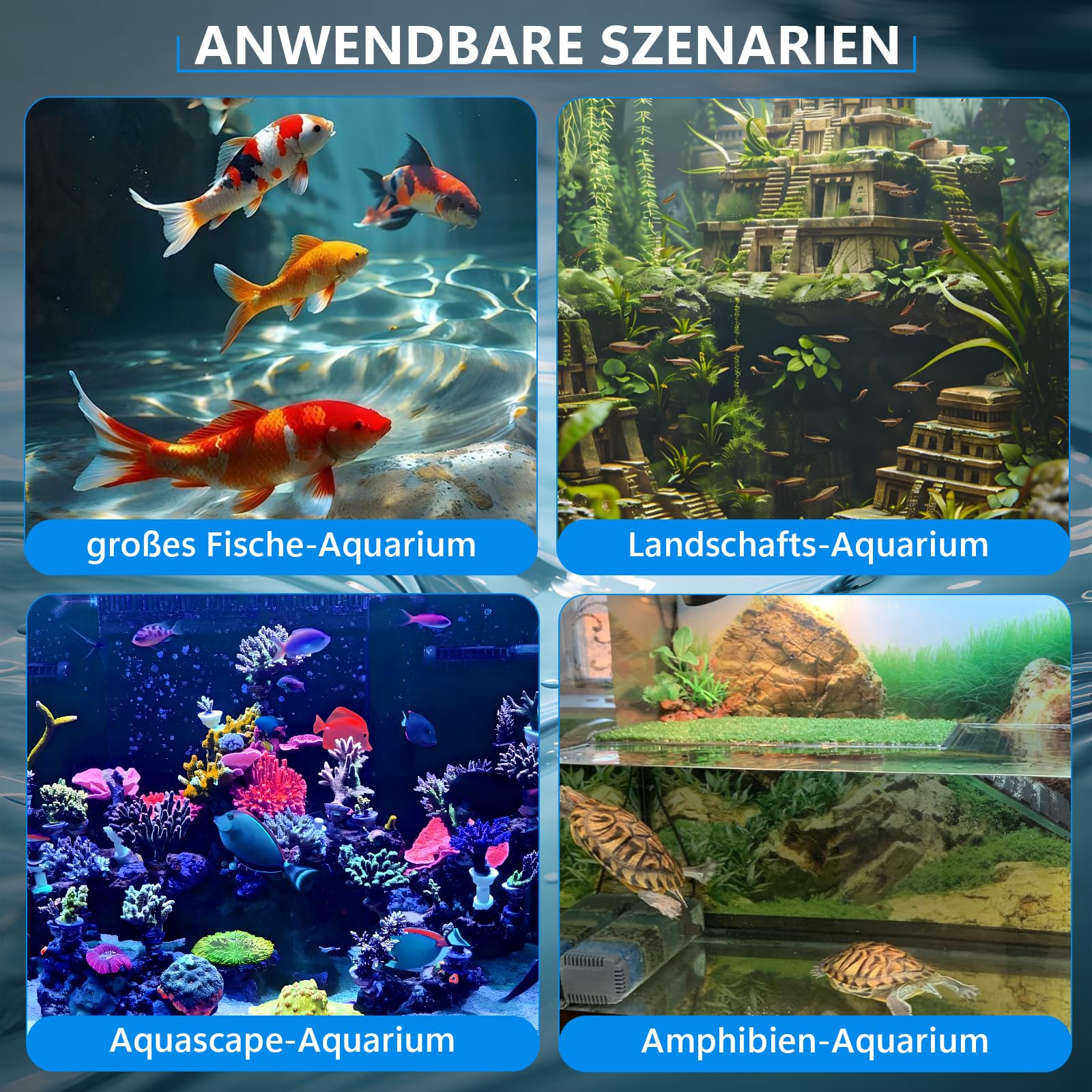 Pompe de filtre d'aquarium 18 W pour réservoir de poisson de 150 à 380 l, clarificateur UVC 8 W, 1200 l/h, pompe à eau, pompe à eau, alimentation en air, pompe d'écoulement pour aquariums