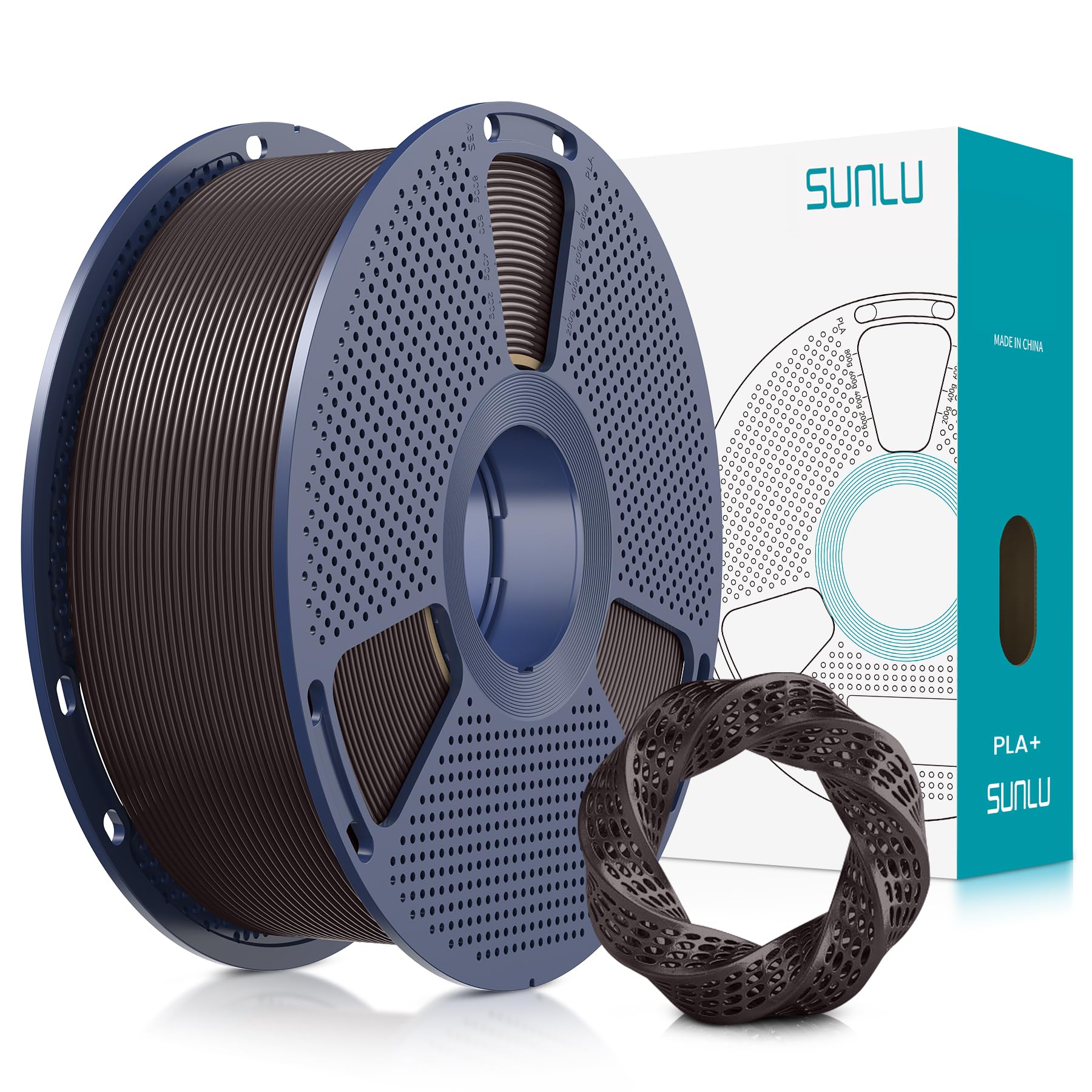 SUNLU PLA Plus 3D Printer Filament, Upgraded PLA+ 3D Filament 1.75mm, Neatly Wound PLAPro, Strong and Toughness, Dimensional Accuracy +/- 0.02 mm, 1KG Spool (Chestnut Black)