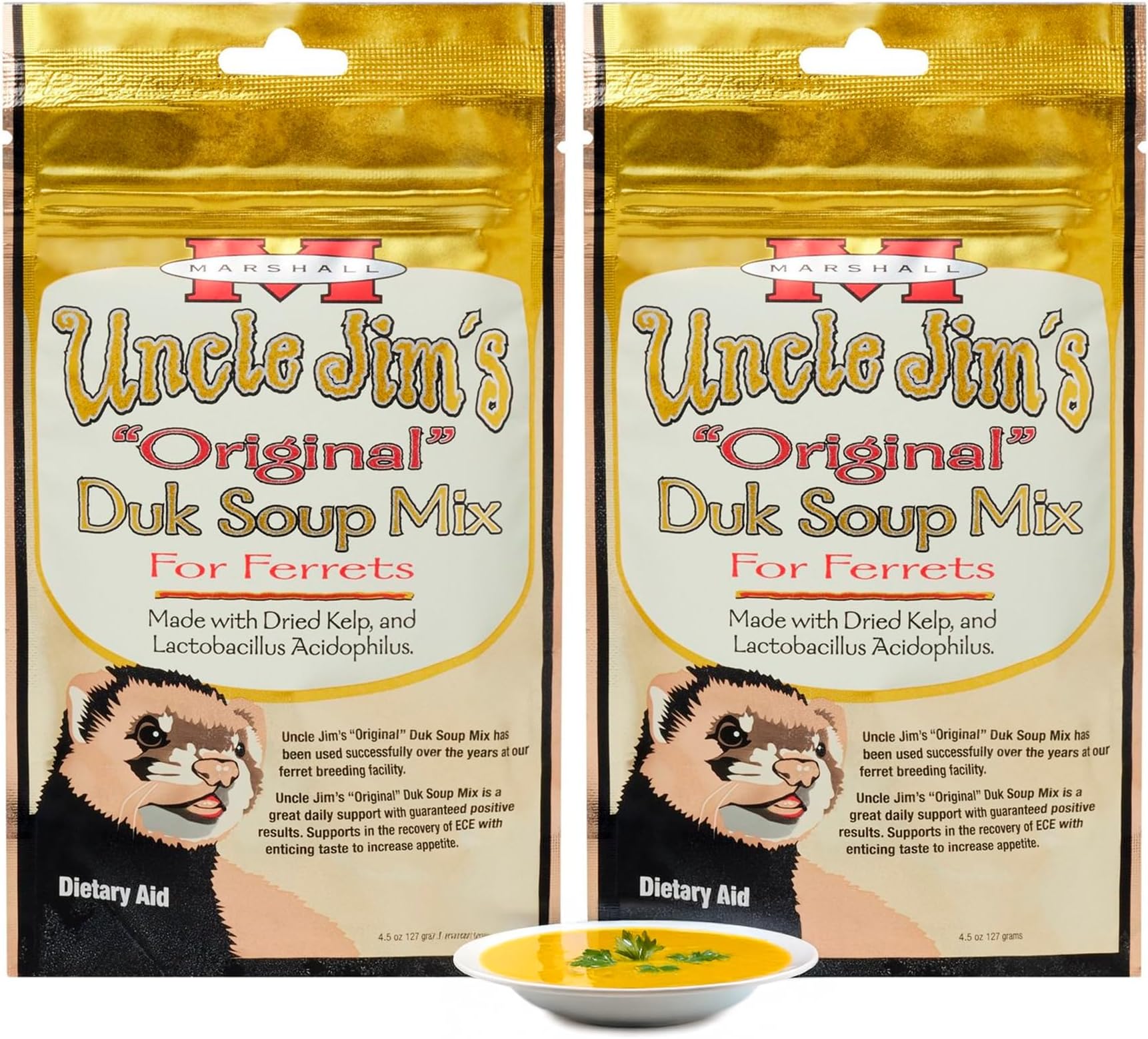Marshall Uncle Jim’s Duk Soup Mix for Ferrets – 4.5 oz Each – Digestive Support, Recovery & Vitality Aid – Easy-to-Prepare Nutritional Supplement – (Pack of 2)