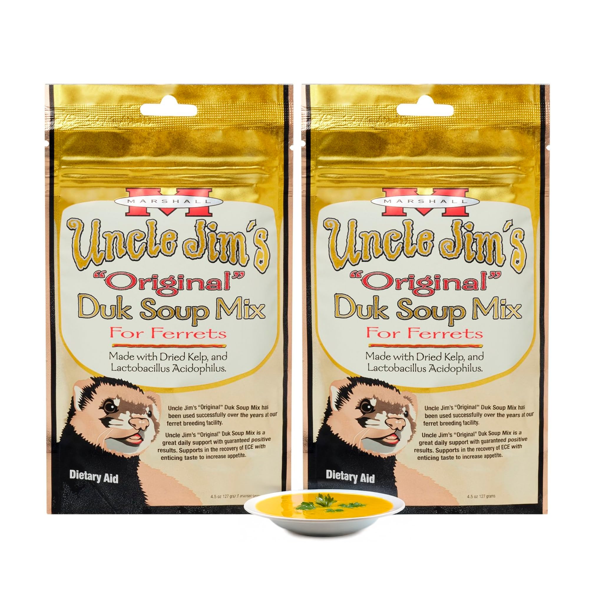 Marshall Uncle Jim’s Duk Soup Mix for Ferrets – 4.5 oz Each – Digestive Support, Recovery & Vitality Aid – Easy-to-Prepare Nutritional Supplement – (Pack of 2)