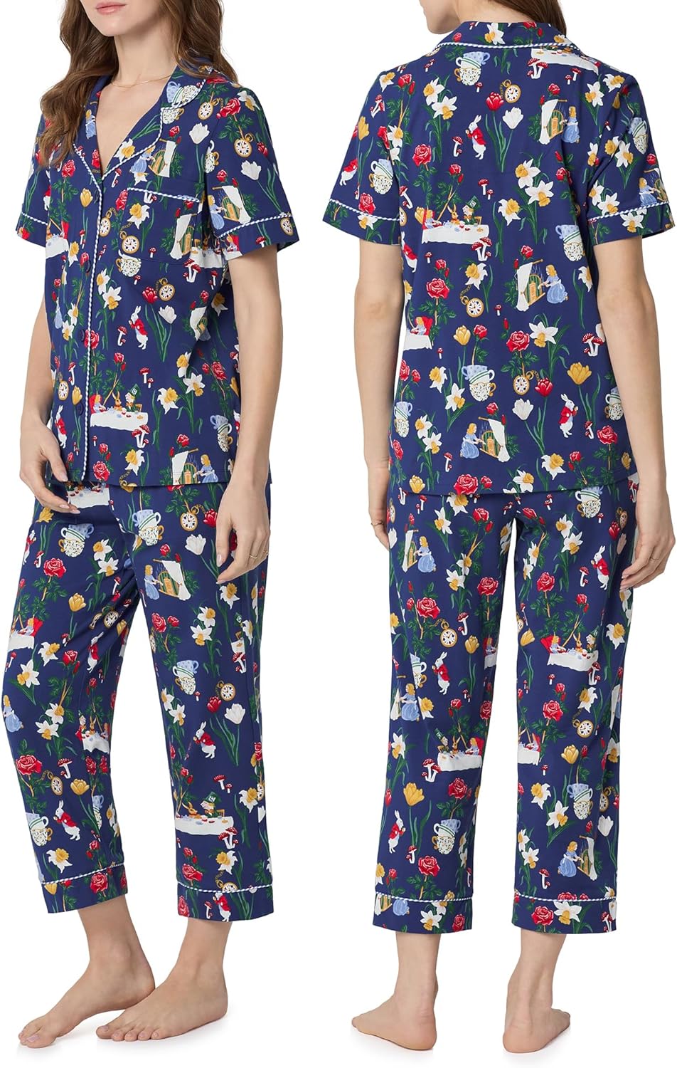 Bed Head PJs Womens Matching Pajamas - Soft Organic Cotton Button Down PJ Shirt & Cropped Pants Set - Loungewear & Sleepwear - Image 3