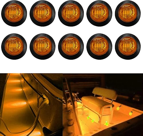 10 luces LED ámbar de 12 V impermeables para barco, luces interiores de barco, cubierta de cortesía, decoración de bañera, luces de navegación para