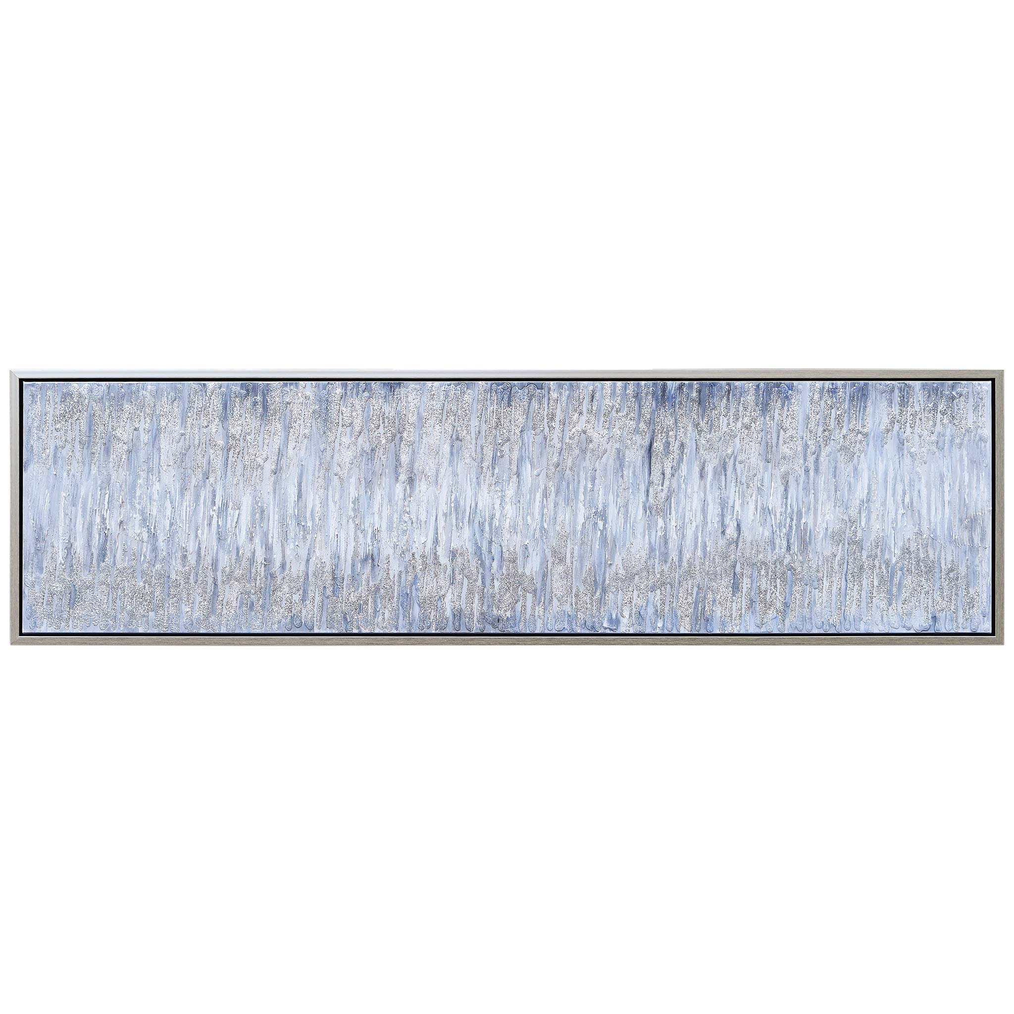 Empire Art Direct Abstract Wall Art Textured Hand Painted Canvas by Martin Edwards, Champagne Silver Frame, 20" x 72", Gray Field