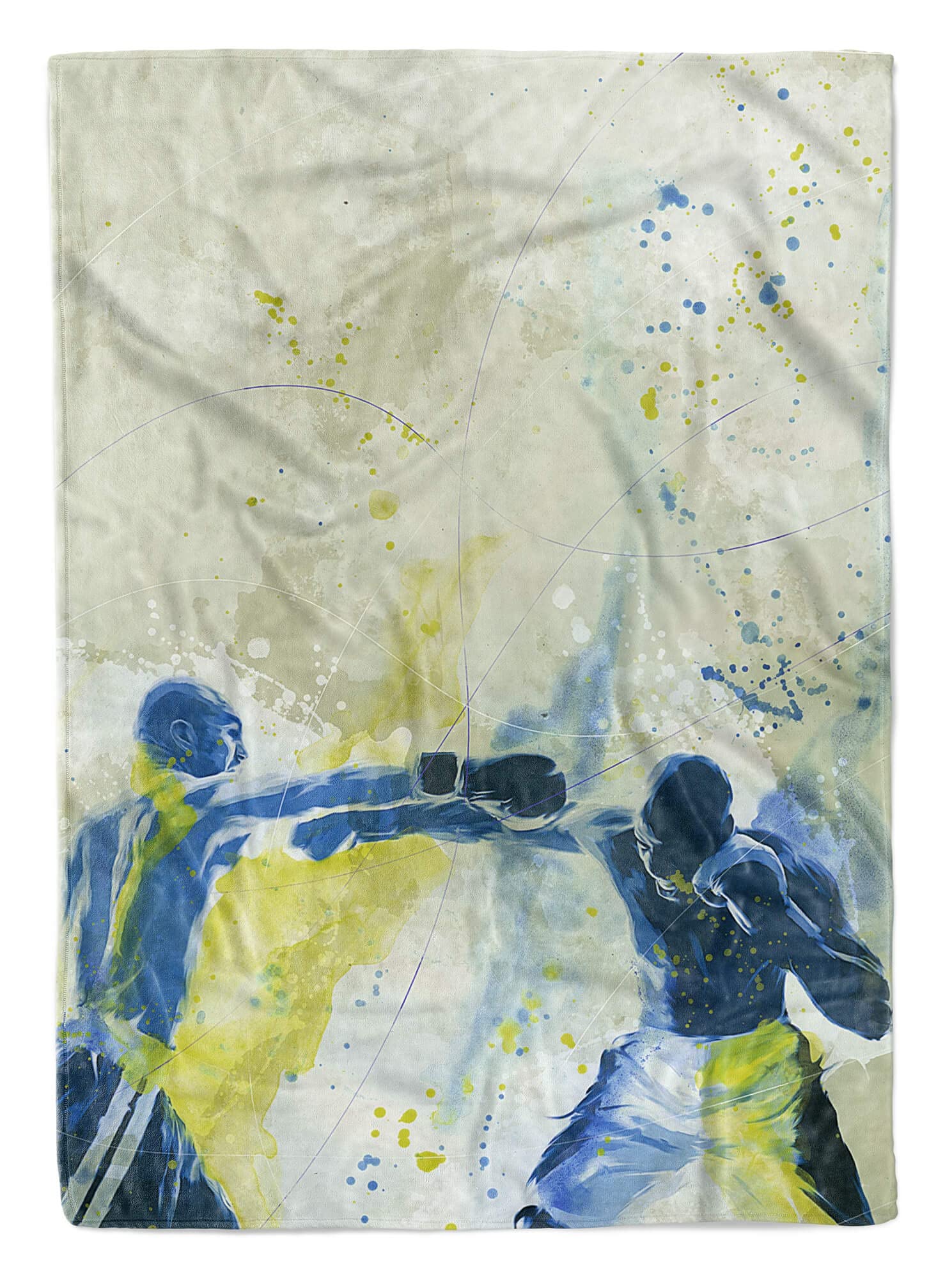 SplashArt Sport Handtuch Strandhandtuch Saunatuch Kuscheldecke Kunstvoll Boxen III Sporth Größe 180 x 130 cm (Tagesdecke - Sherpa Flies)
