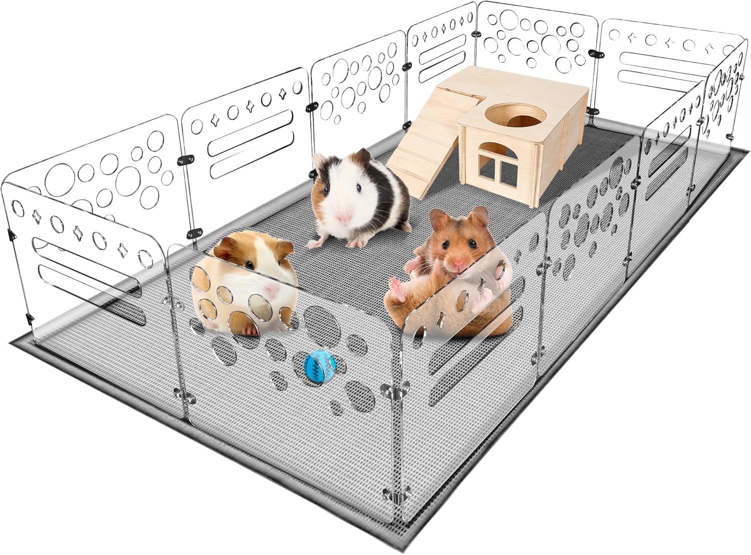 Teabelle Guinea Pig Playpen Cage, 4ft x 2ft Large Clear Play Area for