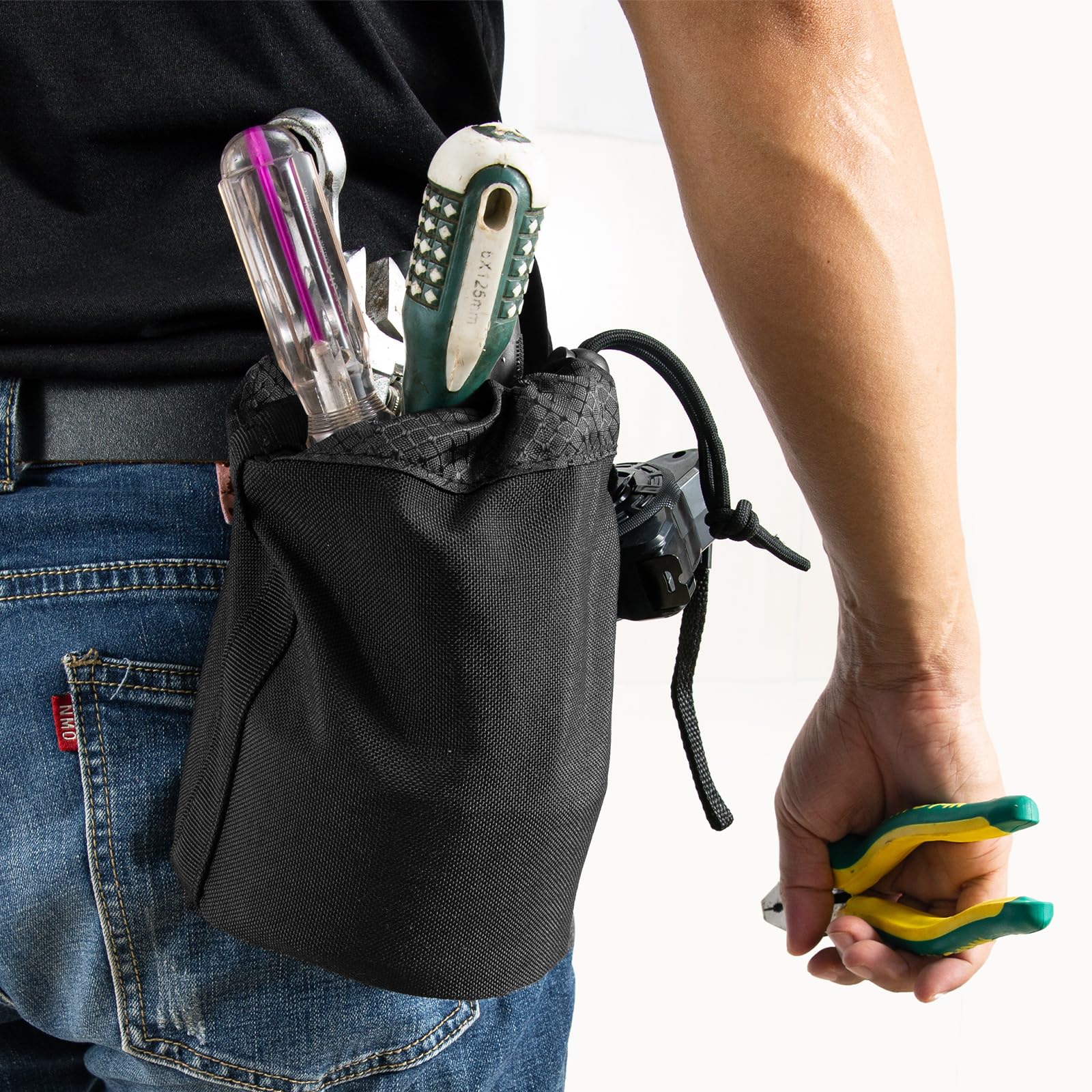 Pequeña bolsa de trabajo para herramientas con clip para cinturón, bolsas para cinturón de herramientas, bolsa de herramientas de electricista para herramientas, tornillos, clavos, bolsa de